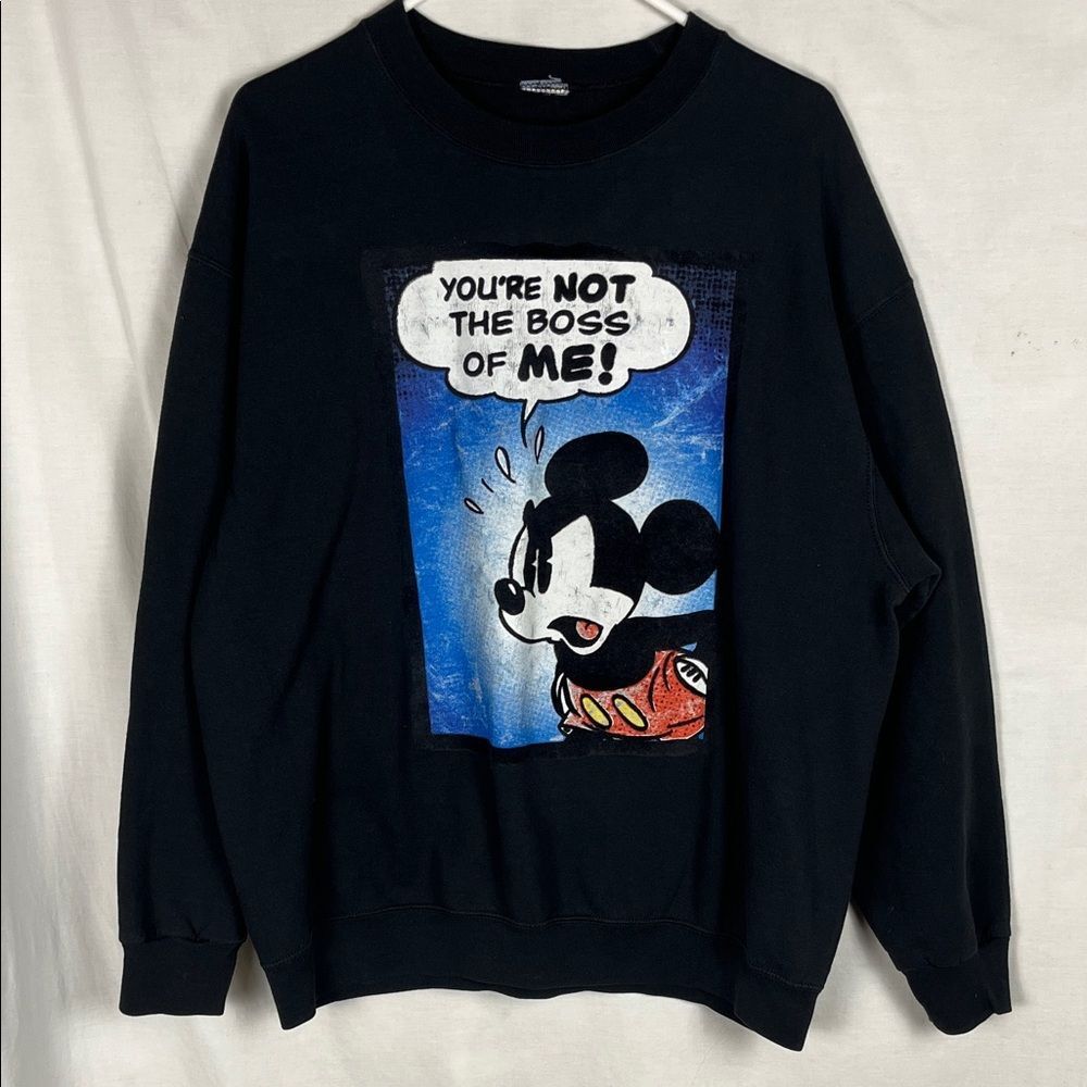 Vintage Disney Mickey "You're Not the Boss of Me" Black Sweatshirt
